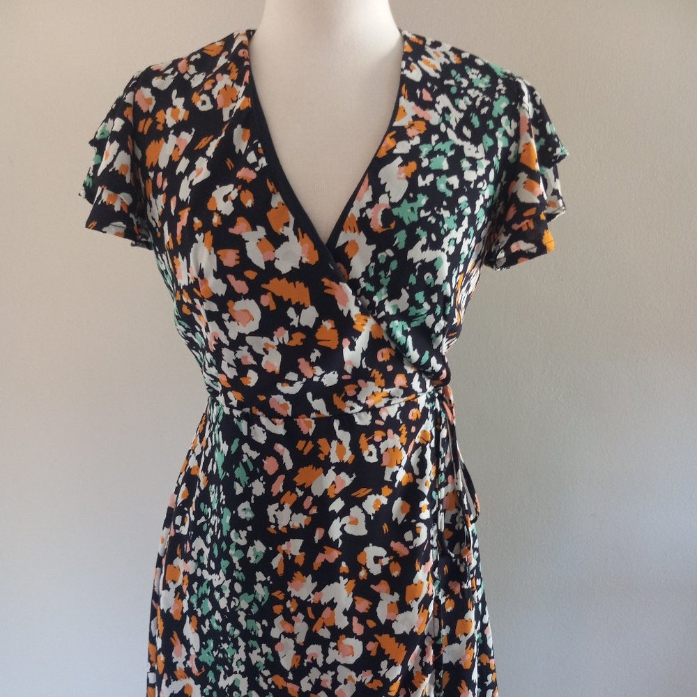 Colorful Leopard Wrap Dress. Small